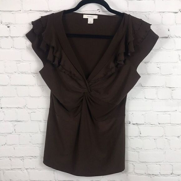Dressbarn Large Poly Top Gathered Ruffles EUC - Picture 1 of 5